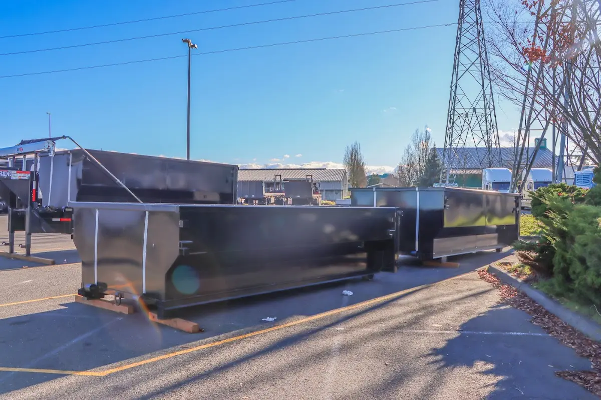 Roll-off dumpster ready for waste disposal at job site for 3 Yard Dumpster Rental in Sharon